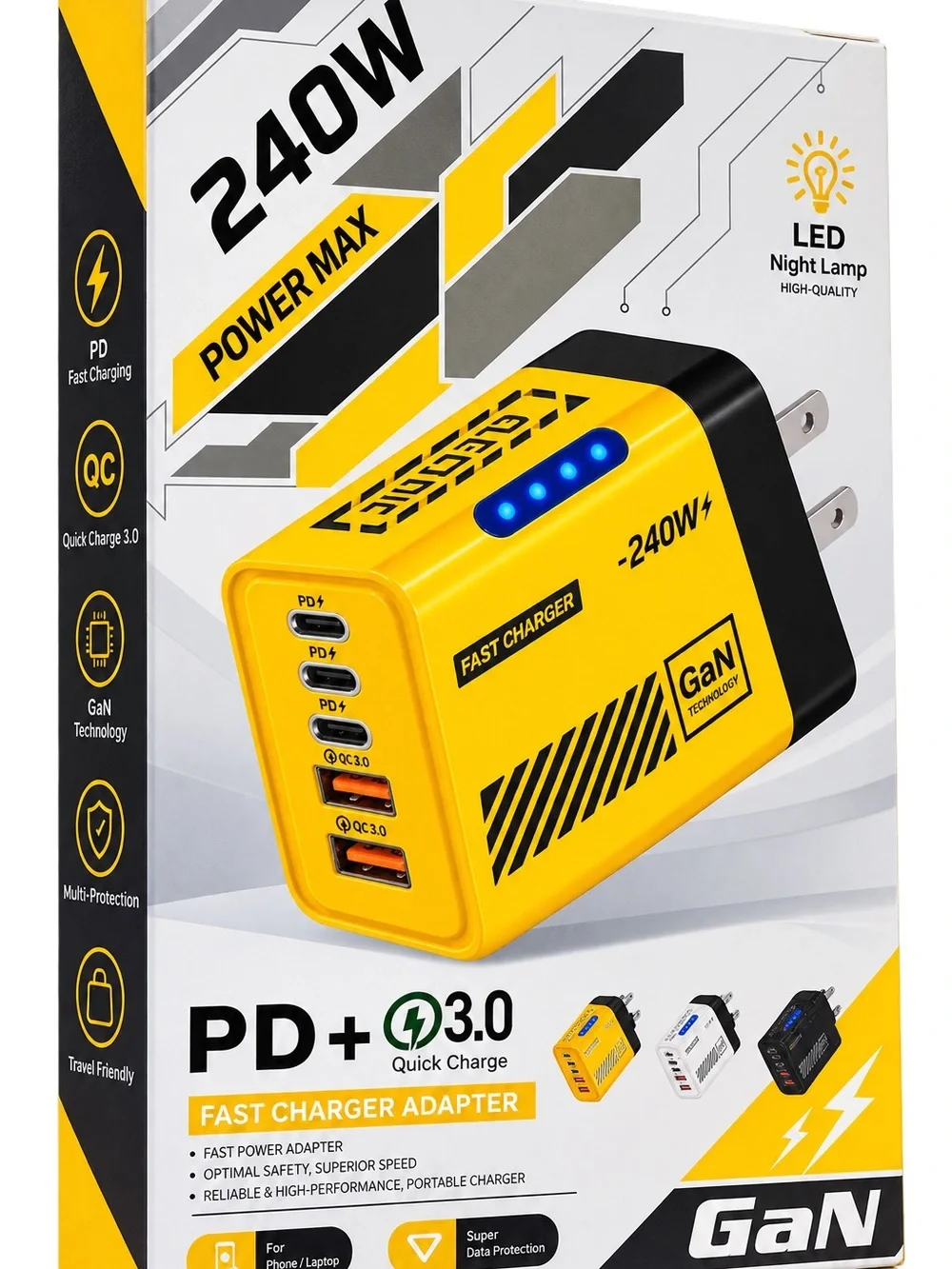 GaN 240W Fast Charger Adapter - Yellow